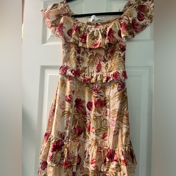 ASTR riviera mini dress tropical floral beach boho revolve small off the should - Picture 3 of 5